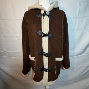 Elegant Brown and Cream Toggle Pea Coat